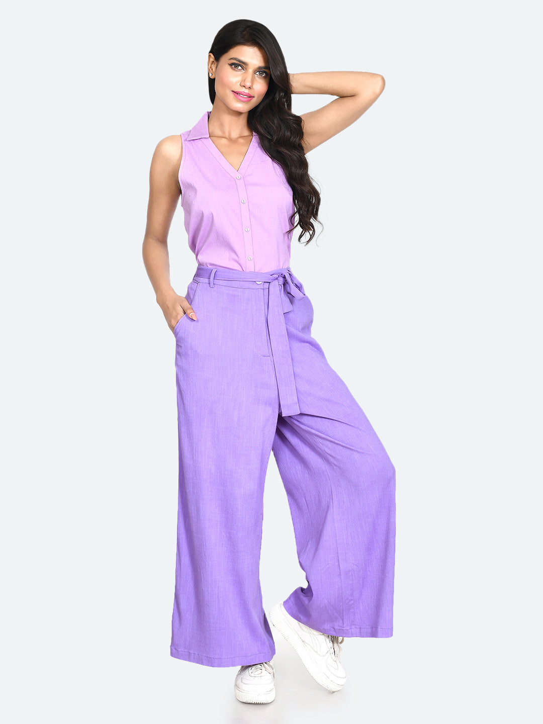 Purple Giulia N trousers in stretch eco-leather - GIULIA N COUTURE -  Pellecchia Store